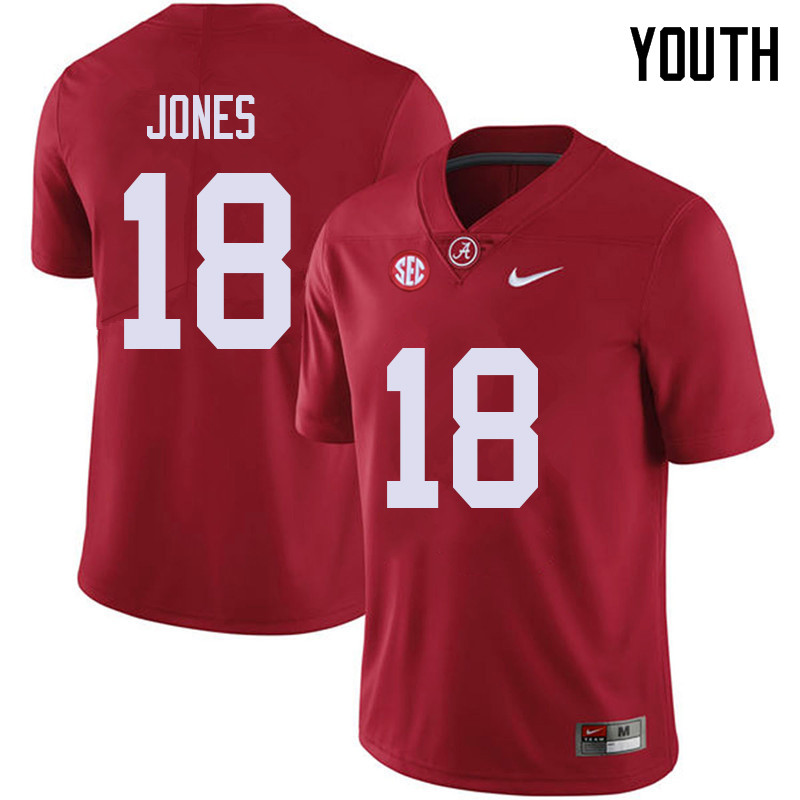 Alabama Crimson Tide Youth Austin Jones #18 Red NCAA Nike Authentic Stitched 2018 College Football Jersey LN16Q66LU